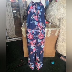 INC International Concepts Floral Jumpsuit - Navy and Pink